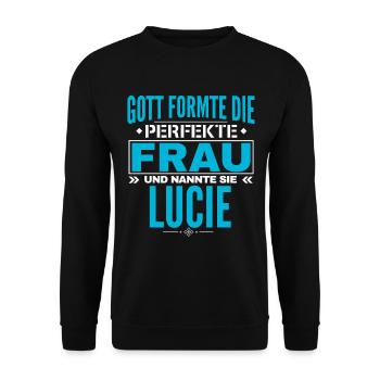 Lucie Name Design - Unisex Pullover - Schwarz - Vorne - Alina (178cm) & Michal (187cm)