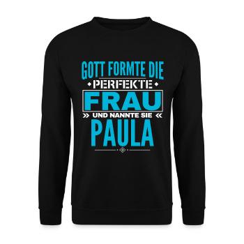 Conception du nom de Paula - Sweat-shirt Unisexe - noir - Devant - Alina (178cm) & Michal (187cm)