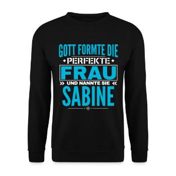 Sabine Name Design - Unisex Pullover - Schwarz - Vorne - Alina (178cm) & Michal (187cm)