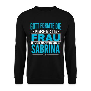 Sabrina Name Design - Unisex Pullover - Schwarz - Vorne - Alina (178cm) & Michal (187cm)