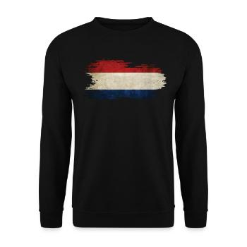 Netherlands - National Flag, Brush Effect - Unisex Sweatshirt - black - Front - Alina (178cm) & Michal (187cm)