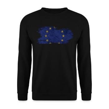 Europa - Nationalfahne, Pinseleffekt - Unisex Pullover - Schwarz - Vorne - Alina (178cm) & Michal (187cm)