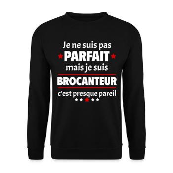 Pas parfait mais brocanteur, fête des pères, noël - Sweat-shirt Unisexe - noir - Devant - Alina (178cm) & Michal (187cm)