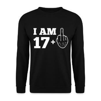 18th birthday 17 + middle finger 18 years t-shirt - Unisex Sweatshirt - black - Front - Alina (178cm) & Michal (187cm)