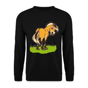 Freundliches Fjordpferd (Ohne Text) Weisse Umrisse - Sweat-shirt Unisexe - noir - Devant - Alina (178cm) & Michal (187cm)