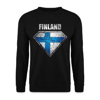 Finlande Superhero Flag Rétro Symbole finlandais - Sweat-shirt Unisexe - noir - Devant - Alina (178cm) & Michal (187cm)
