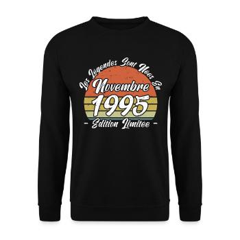 Les légendes sont nées en Novembre 1995 Cadeau. - Sweat-shirt Unisexe - noir - Devant - Alina (178cm) & Michal (187cm)