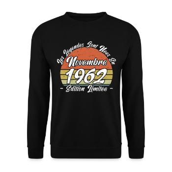 Les légendes sont nées en Novembre 1962 Cadeau. - Sweat-shirt Unisexe - noir - Devant - Alina (178cm) & Michal (187cm)