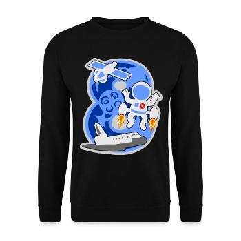 Astronaut 8. Geburtstagsparty Nummer 8 - 8 Jahre - Unisex Pullover - Schwarz - Vorne - Alina (178cm) & Michal (187cm)