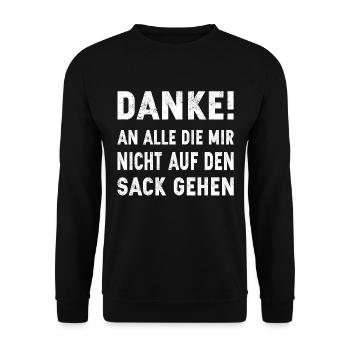 Danke! An alle die mir nicht auf den Sack gehen - Unisex Pullover - Schwarz - Vorne - Alina (178cm) & Michal (187cm)