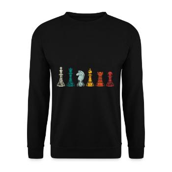 Retro chess pieces chess - Unisex Sweatshirt - black - Front - Alina (178cm) & Michal (187cm)