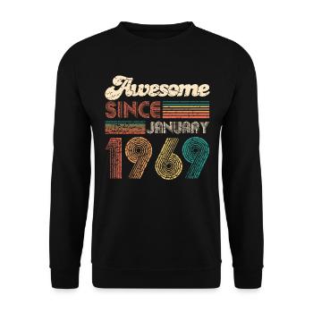 awesome since january 1969 Januar 50. Geburtstag - Unisex Sweatshirt - black - Front - Alina (178cm) & Michal (187cm)