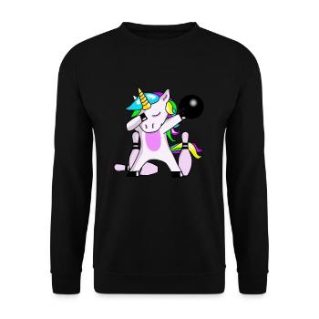 Bowling Unicorn Dabbing Einhorn cône - Sweat-shirt Unisexe - noir - Devant - Alina (178cm) & Michal (187cm)