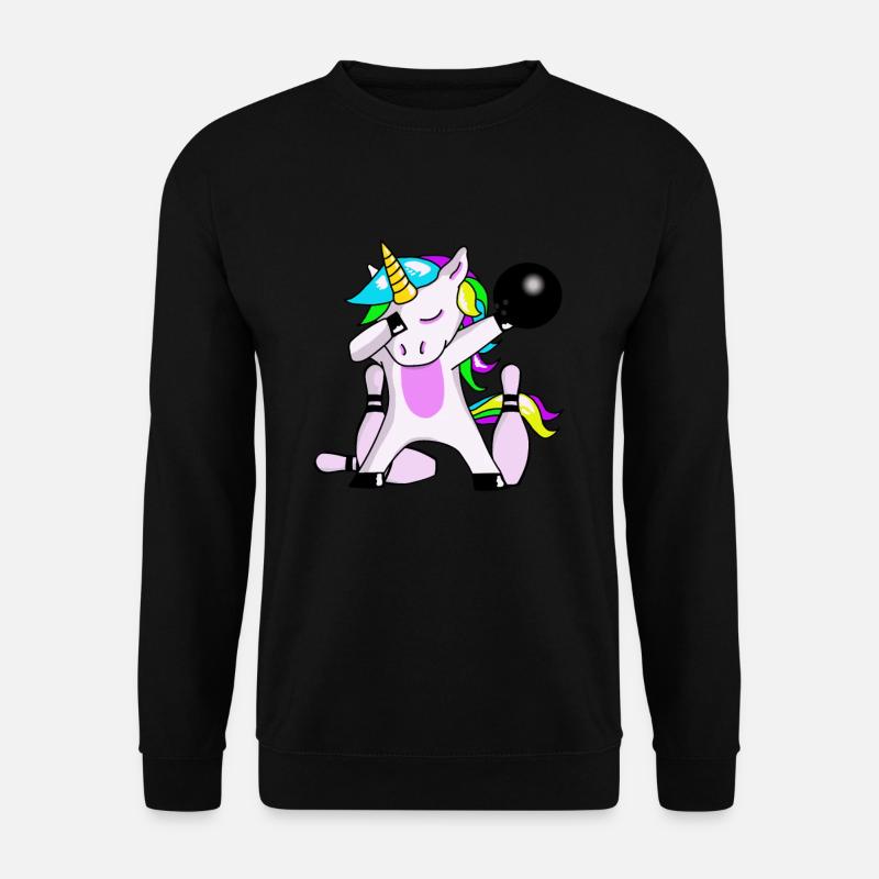Bowling Unicorn Dabbing Einhorn Kegeln - Unisex Pullover - Schwarz