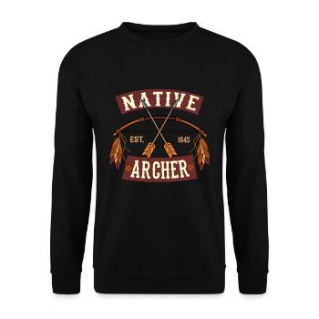 Native Archer Indianer Bogen coole Bogenschützen - Unisex Pullover - Schwarz - Vorne - Alina (178cm) & Michal (187cm)
