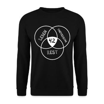 Antwort 42 - Unisex Pullover - Schwarz - Vorne - Alina (178cm) & Michal (187cm)