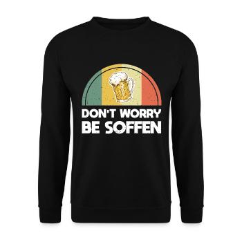 Dont Worry Be Soffen - Unisex Pullover - Schwarz - Vorne - Alina (178cm) & Michal (187cm)