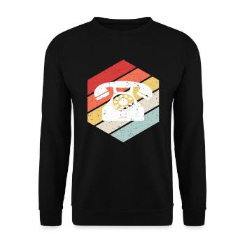 Telefon Retro Vintage - Unisex Pullover - Schwarz - Vorne - Alina (178cm) & Michal (187cm)