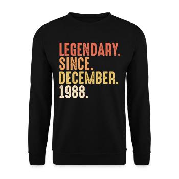 Legendary since December 1988 30. Geburtstag Bday - Unisex Sweatshirt - black - Front - Alina (178cm) & Michal (187cm)