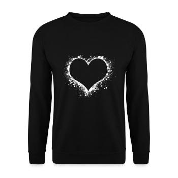 White heart - Unisex Sweatshirt - black - Front - Alina (178cm) & Michal (187cm)