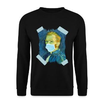 VAN GOGH SELF-PORTRAIT ART CORONA COVID GECHENK - Unisex Sweatshirt - black - Front - Alina (178cm) & Michal (187cm)