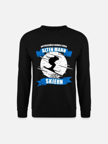 Alter Mann auf Skiern - Unisex Pullover - Schwarz