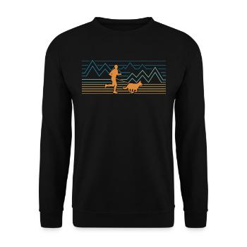 Coureur de canicross de fond avec chien - Sweat-shirt Unisexe - noir - Devant - Alina (178cm) & Michal (187cm)