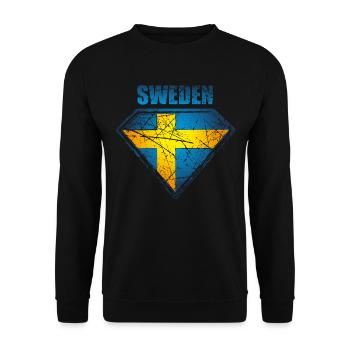 Sweden Superhero Flag Swedish Symbol - Unisex Sweatshirt - black - Front - Alina (178cm) & Michal (187cm)