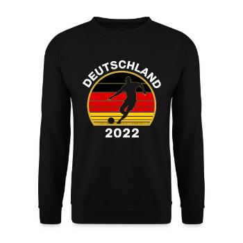 Fußball Deutschland WM Deutschland Flagge - Unisex Pullover - Schwarz - Vorne - Alina (178cm) & Michal (187cm)