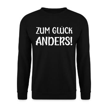Zum Glück anders lustige Sprüche - Unisex Pullover - Schwarz - Vorne - Alina (178cm) & Michal (187cm)