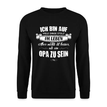 Ich bin stolzer Opa - T-Shirt - Unisex Pullover - Schwarz - Vorne - Alina (178cm) & Michal (187cm)