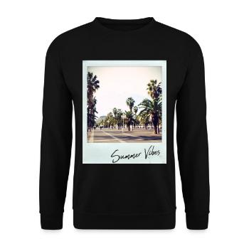 Barcelona Palm - Unisex Sweatshirt - black - Front - Alina (178cm) & Michal (187cm)
