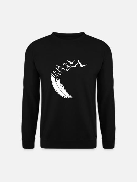 Feder - Vögel - Vogelschwarm - Abstrakte Kunst - Unisex Pullover - Schwarz