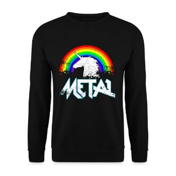 Metal Music Regenbogen Einhorn Festival Lustig - Unisex Pullover - Schwarz - Vorne - Alina (178cm) & Michal (187cm)