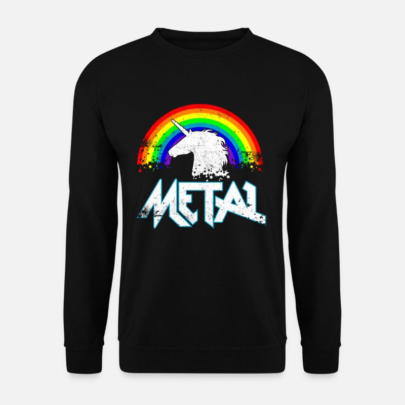 Metal Music Regenbogen Einhorn Festival Lustig - Unisex Pullover - Schwarz