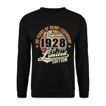 95 years - legendary since 1928 - Unisex Sweatshirt - black - Front - Alina (178cm) & Michal (187cm)