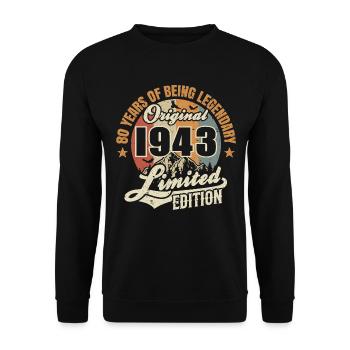 80 Jahre - Legendär seit 1943 - Unisex Pullover - Schwarz - Vorne - Alina (178cm) & Michal (187cm)