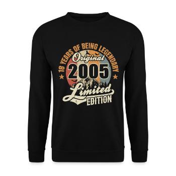 18 years - legendary since 2005 - Unisex Sweatshirt - black - Front - Alina (178cm) & Michal (187cm)