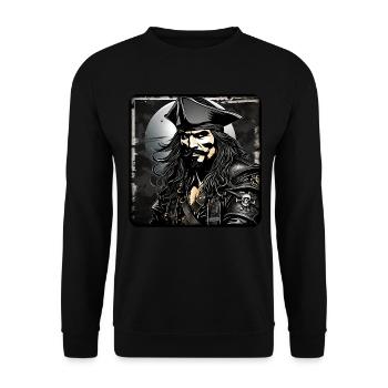 Grim Pirate, Buccaneer, Sailor, Captain - Unisex Sweatshirt - black - Front - Alina (178cm) & Michal (187cm)
