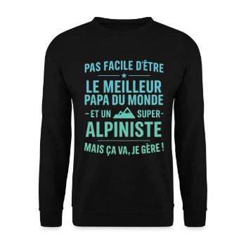 Super Papa Alpiniste idée cadeau fête des pères - Sweat-shirt Unisexe - noir - Devant - Alina (178cm) & Michal (187cm)