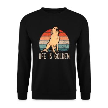 Golden Retriever - Life is golden - Chien - Sweat-shirt Unisexe - noir - Devant - Alina (178cm) & Michal (187cm)