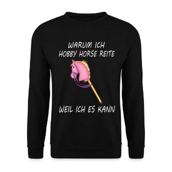 Hobby horsing reiten Hobby horse Steckenpferd - Unisex Pullover - Schwarz - Vorne - Alina (178cm) & Michal (187cm)
