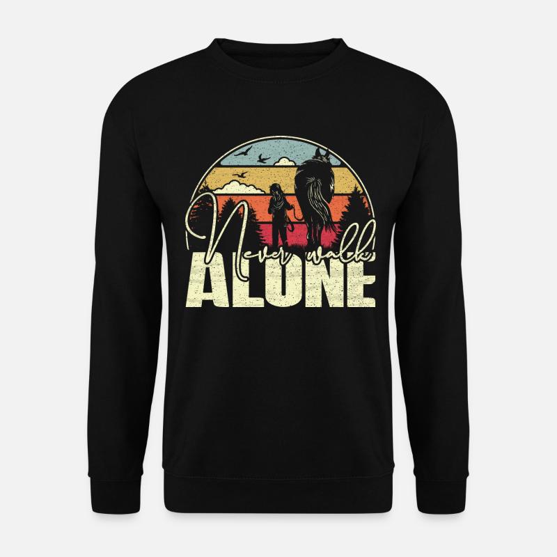 Never walk alone - Pferd im Vintage Stil - Unisex Pullover - Schwarz