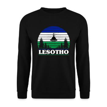 Lesotho - Unisex Pullover - Schwarz - Vorne - Alina (178cm) & Michal (187cm)