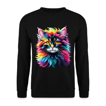 Cat Cat Rainbow Cute Kids - Unisex Sweatshirt - black - Front - Alina (178cm) & Michal (187cm)