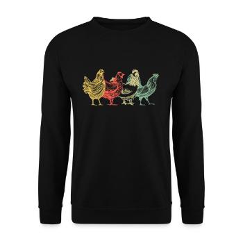 Hühner Bauernhof - Unisex Pullover - Schwarz - Vorne - Alina (178cm) & Michal (187cm)