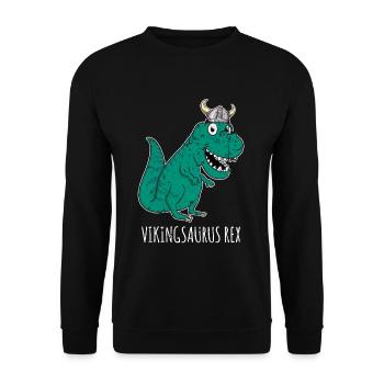 Wikinger Dino - Unisex Pullover - Schwarz - Vorne - Alina (178cm) & Michal (187cm)