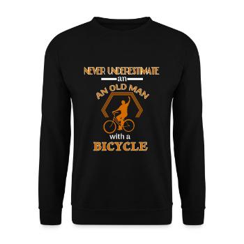 Fahrrad Rentner Geschenk - Unisex Pullover - Schwarz - Vorne - Alina (178cm) & Michal (187cm)