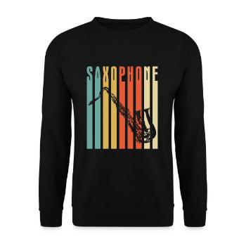 Saxophon - Unisex Pullover - Schwarz - Vorne - Alina (178cm) & Michal (187cm)