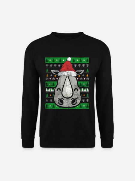 Rhino Ugly Christmas - Unisex Pullover - Schwarz